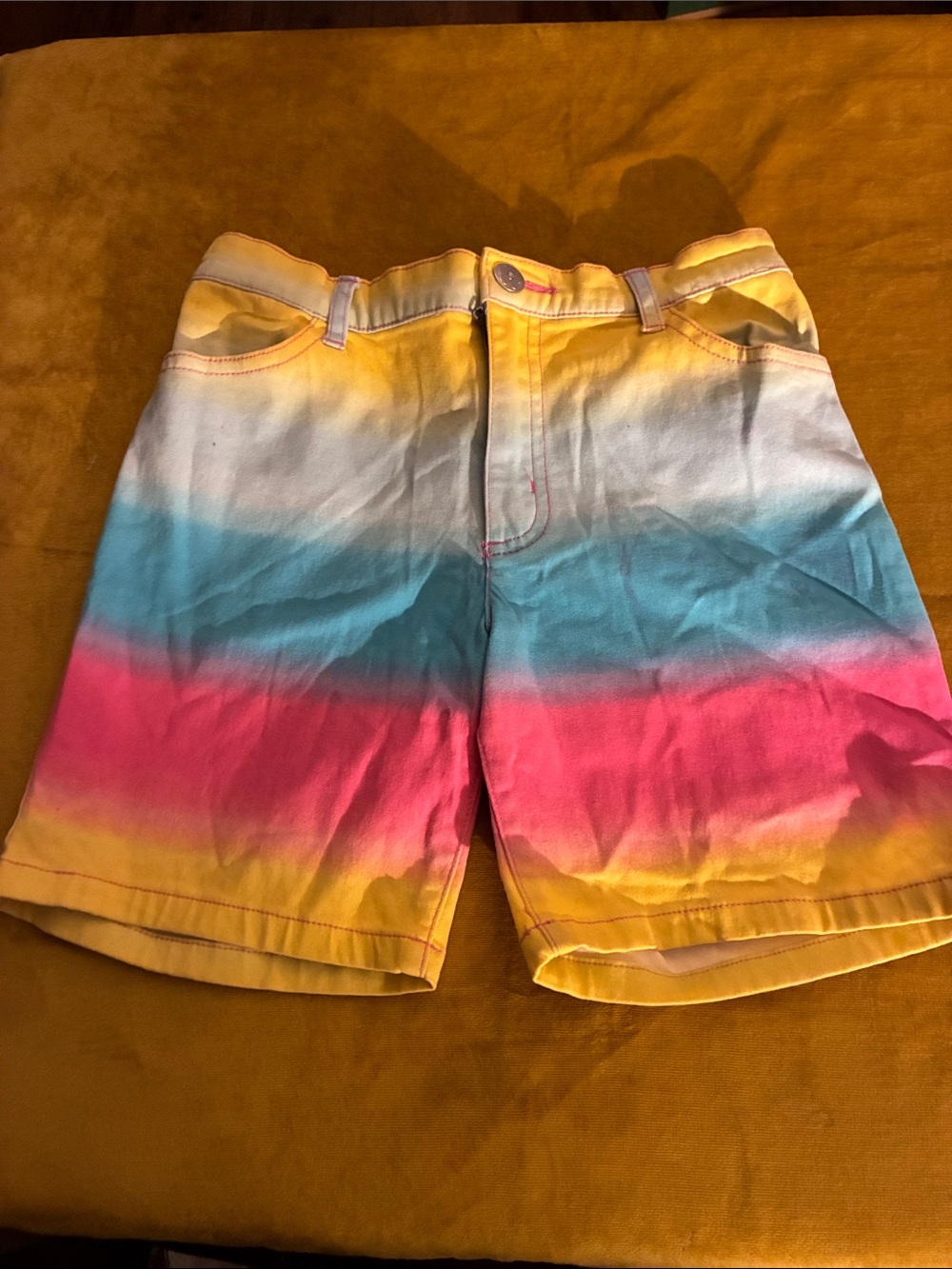 Kids Ombre Tie-Dye Shorts - Yellow, Blue & Pink